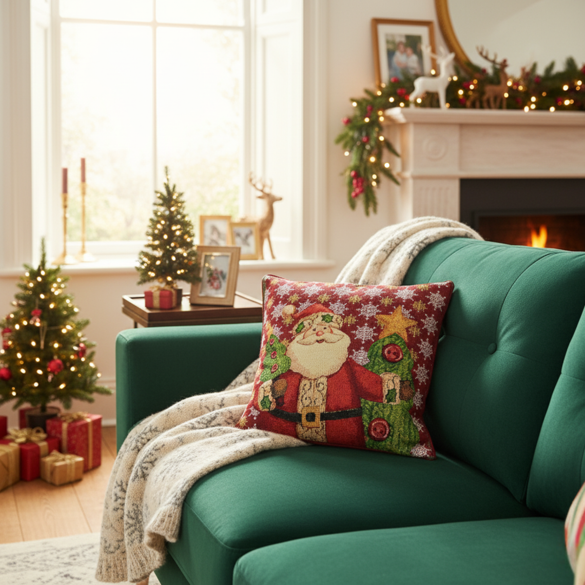 Santa Claus Is Coming to Town Christmas Throw Pillow Cover, 16 x 16 – view 3