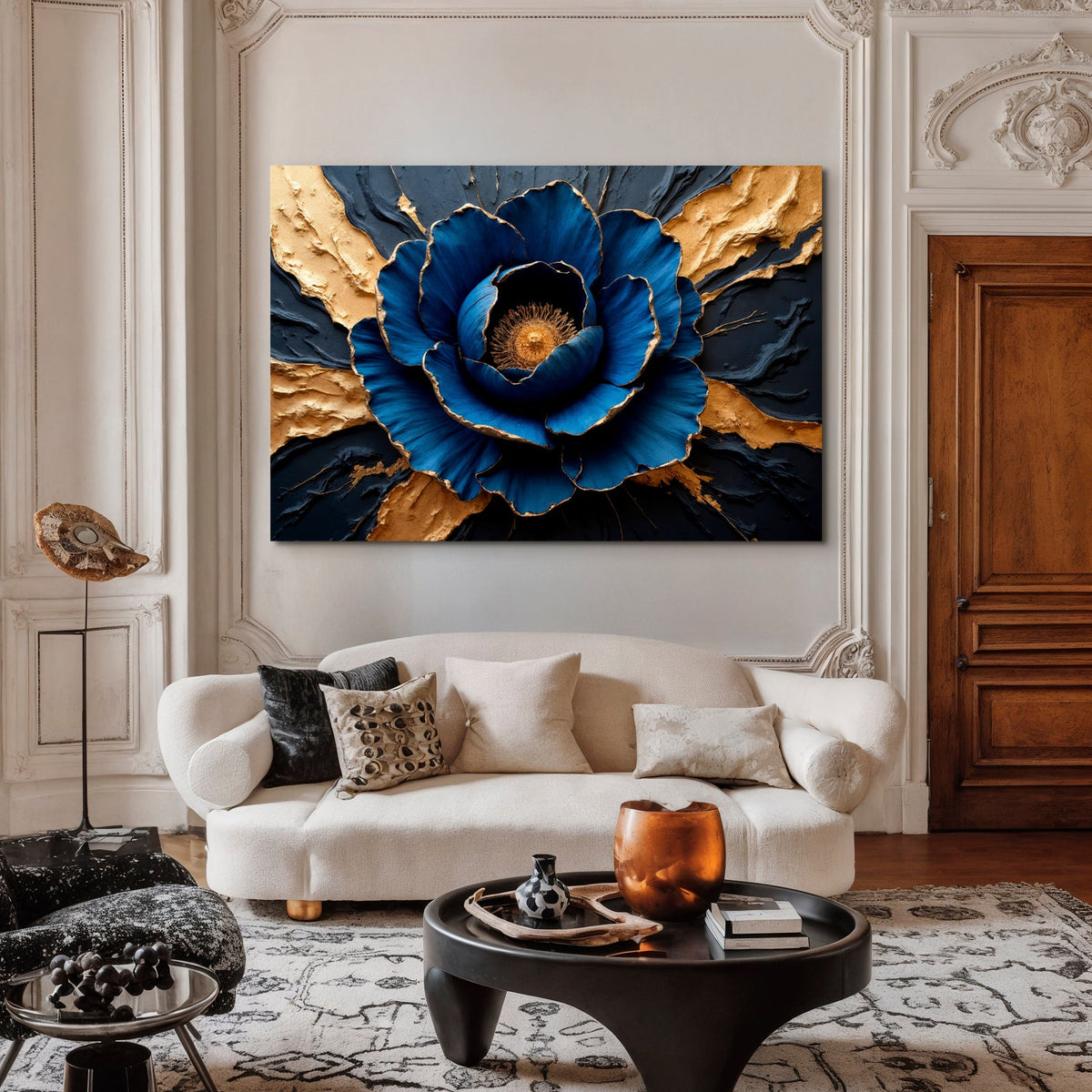 Sapphire Bloom Floral Canvas Wall Art – Premium Gallery Wrapped – view 4