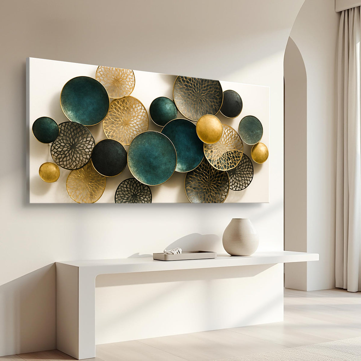 Lotus Leaf Abstract Canvas Wall Art VIII, Wide Gallery Wrapped – view 4