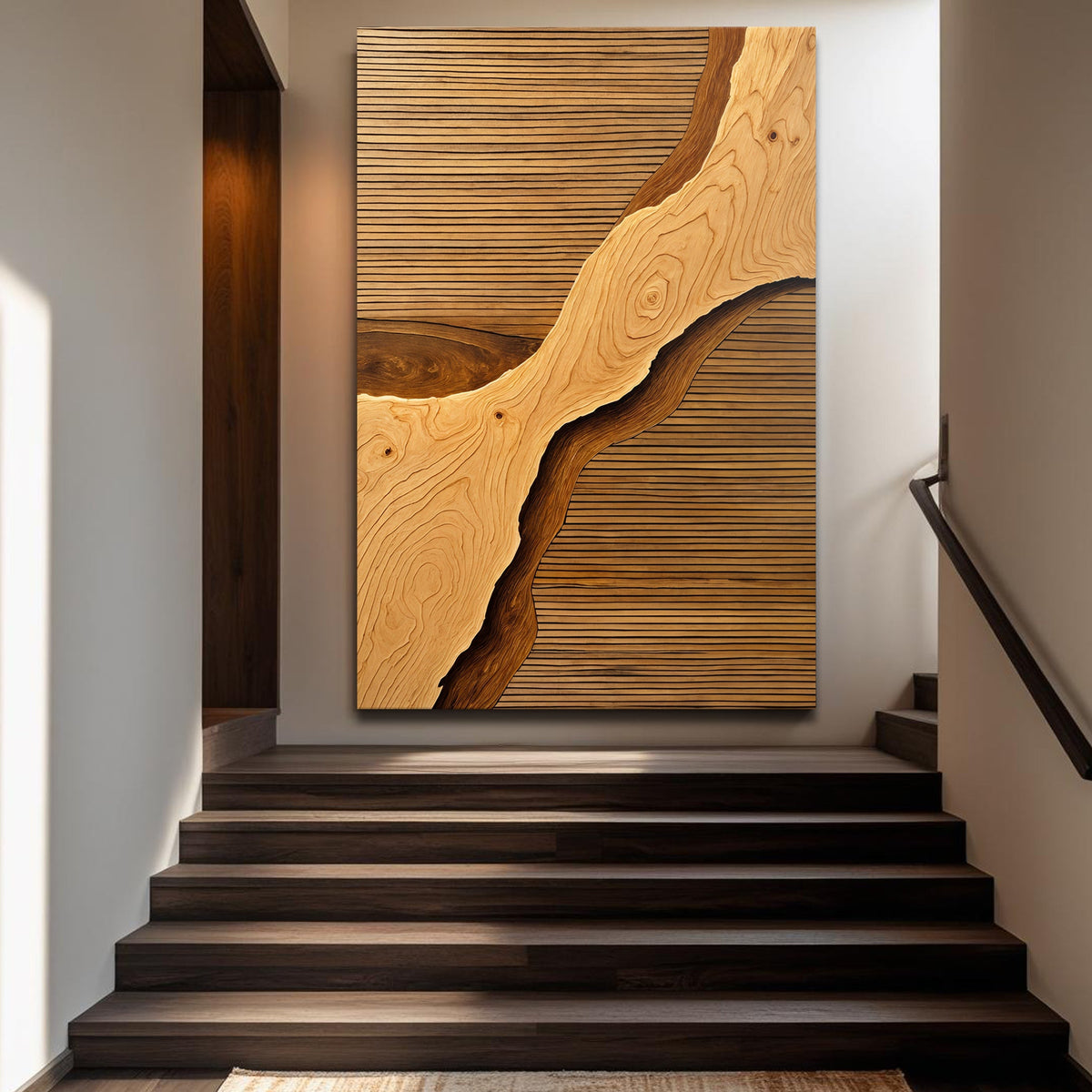 Wood Rift Abstract Canvas Wall Art – Premium Gallery Wrapped Print – view 5