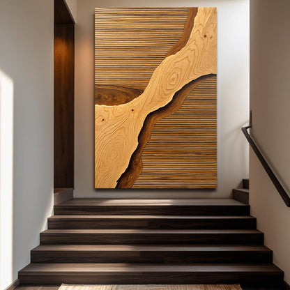 Wood Rift Abstract Canvas Wall Art – Premium Gallery Wrapped Print – view 5