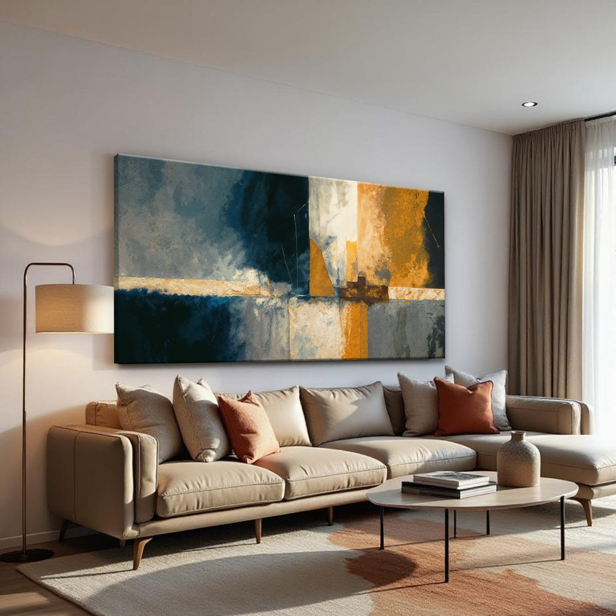 Abstract Geometric Lines Canvas Wall Art, Wide Panoramic Format – view 4
