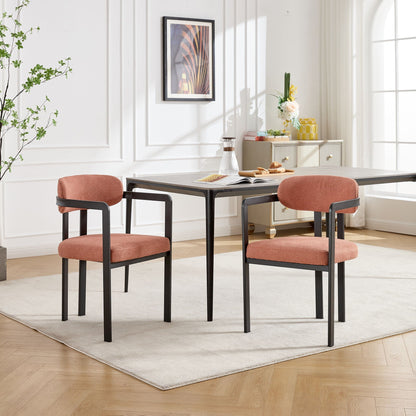 Upholstered Dining Arm Chairs with Metal Legs, Set of 2 – view 4