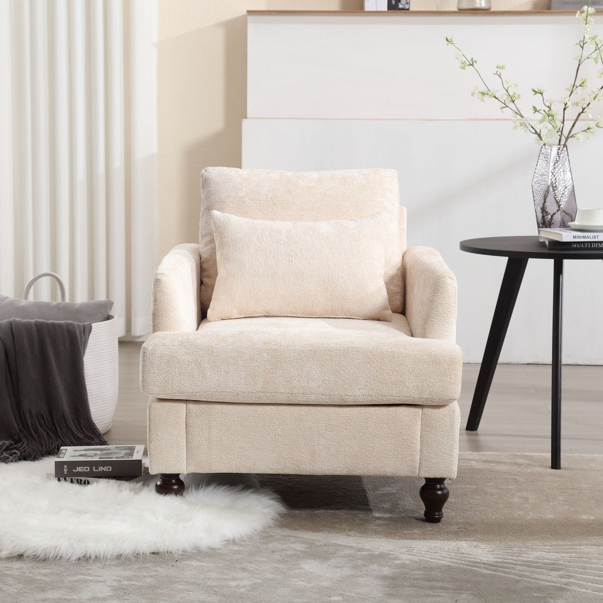 Mid Century Modern Tufted Armchair with Solid Wood Frame – view 8