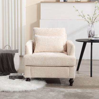 Mid Century Modern Tufted Armchair with Solid Wood Frame – view 8