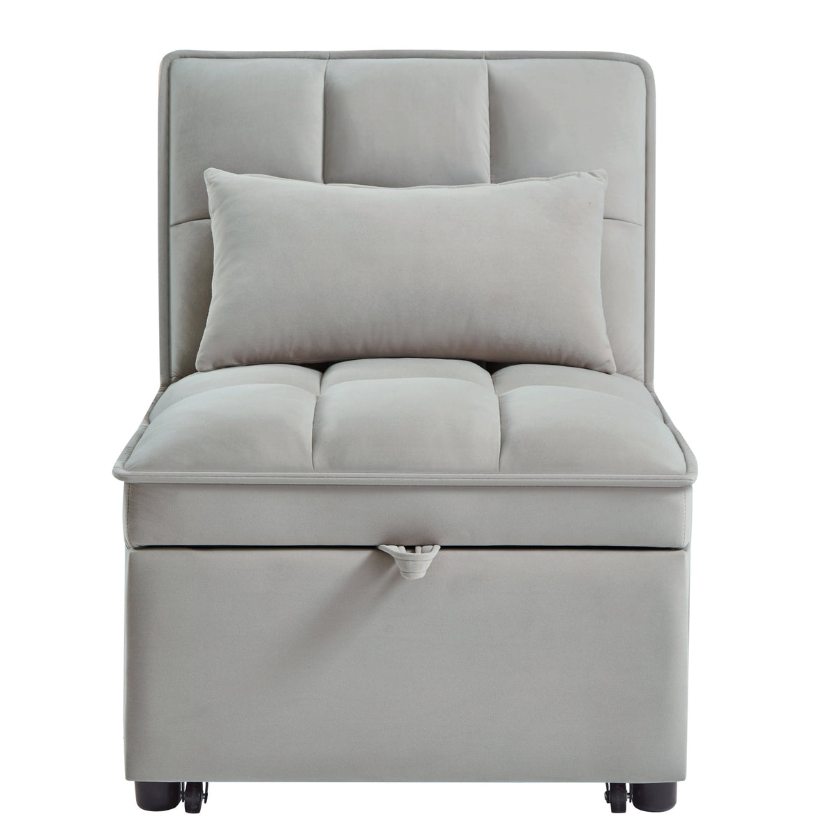 4-in-1 Convertible Gray Velvet Single Sofa Bed with Adjustable Backrest – view 4