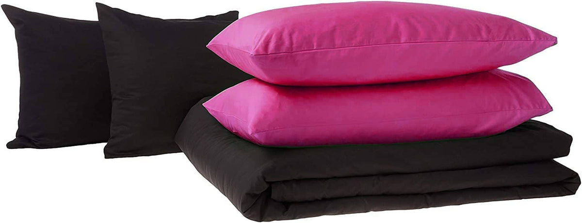 Hot Pink and Black Reversible Cotton Comforter Set with Zipper Cover – view 5