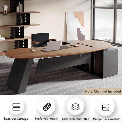 80-Inch L-Shaped Executive Desk with Storage Cabinets and Power Ports – view 4