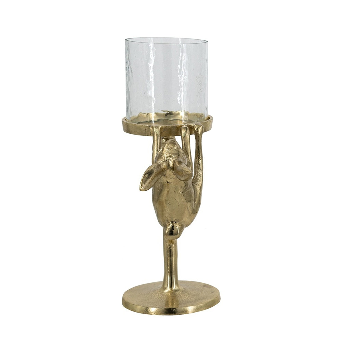 Gold Rabbit Pillar Candle Holder with Clear Glass Hurricane, 11 Inch – view 4
