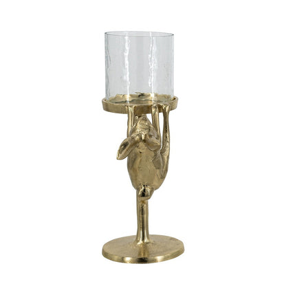 Gold Rabbit Pillar Candle Holder with Clear Glass Hurricane, 11 Inch – view 4