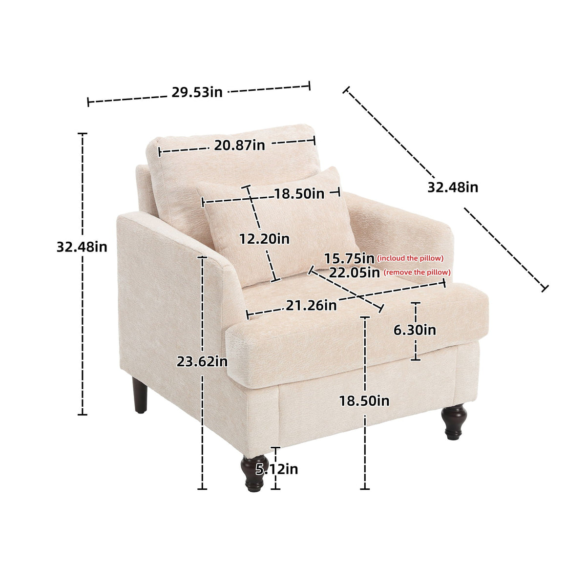 Mid Century Modern Tufted Armchair with Solid Wood Frame – view 9