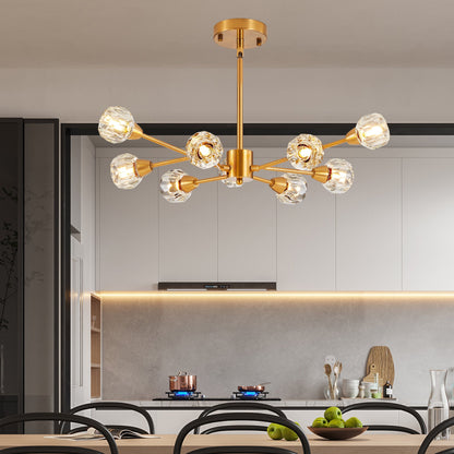 28" Modern Low-Profile Crystal Chandelier with 9 Lights, Gold – view 4