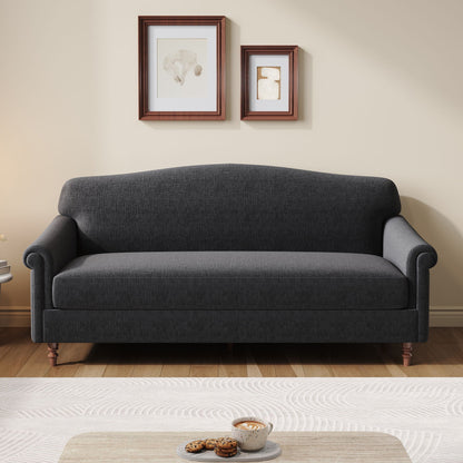Rolled Arm 2-Seater Loveseat Sofa in Gray or Dark Gray Fabric – view 4