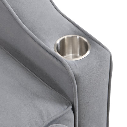 Light Gray Velvet Sleeper Loveseat with Pullout Bed and USB Ports – view 14