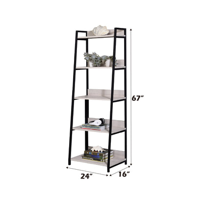 Wendral 24 Inch Natural and Black Ladder Bookshelf with 5 Shelves – view 3