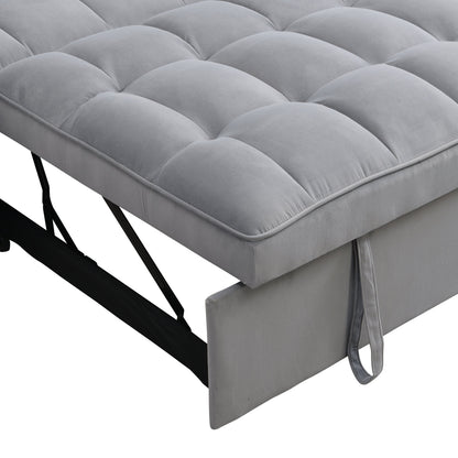 Light Gray Velvet Sleeper Loveseat with Pullout Bed and USB Ports – view 18