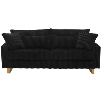 Modern Fabric Loveseat Sofa with 4 Pillows in Beige, Black or Dark Gray – view 3