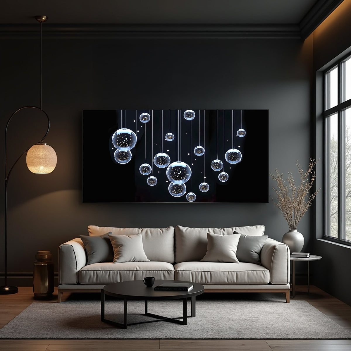 Modern Abstract Bubbles Canvas Wall Art, Wide Gallery Wrapped – view 5