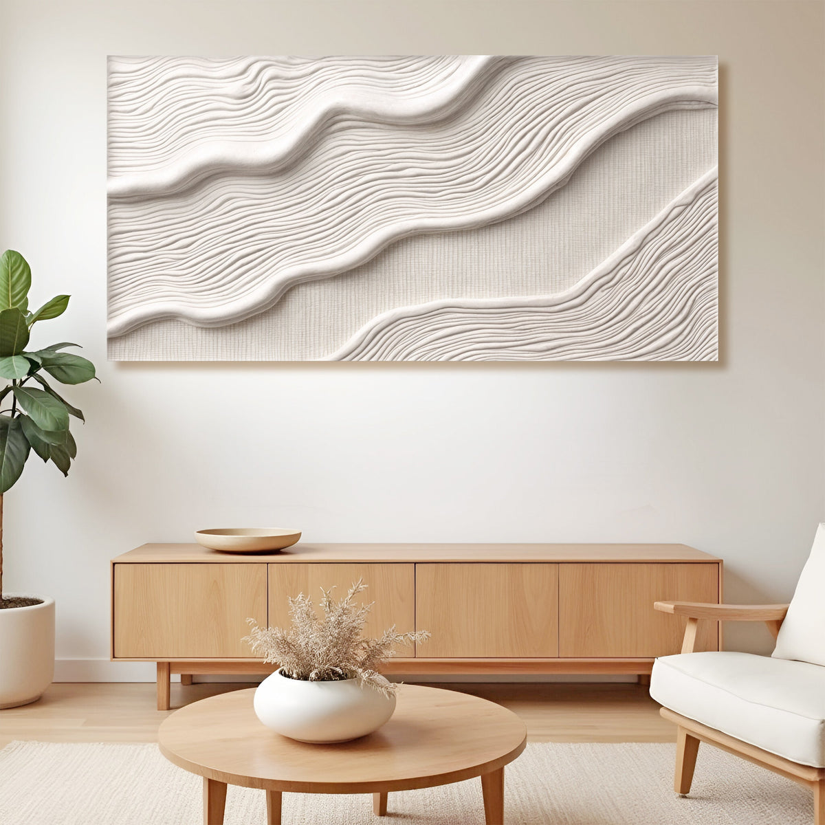 Ivory Abstract Canvas Wall Art II, Wide Gallery Wrapped – view 5
