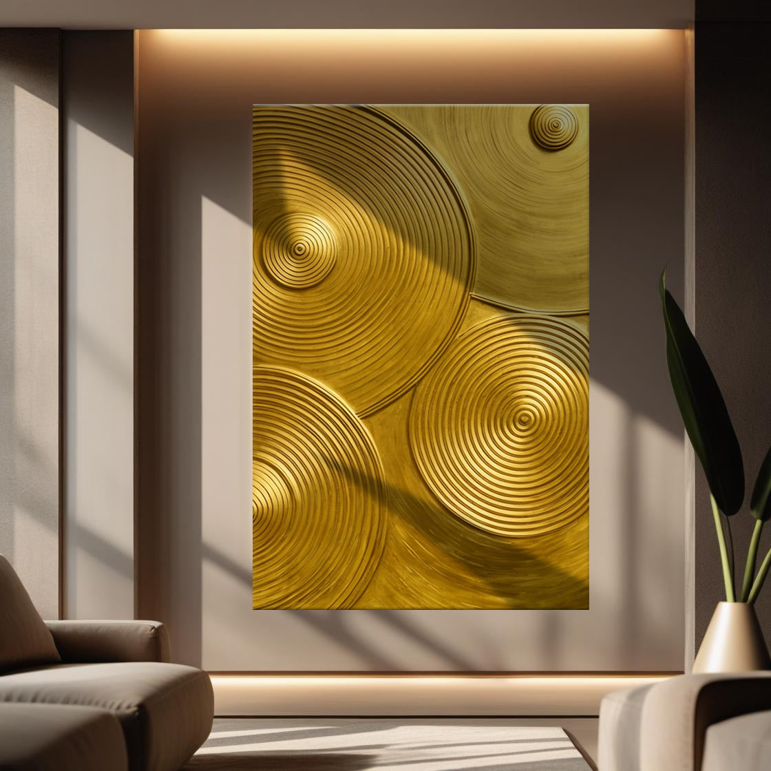 Gold Symphony Abstract Canvas Wall Art, Gallery Wrapped – view 2