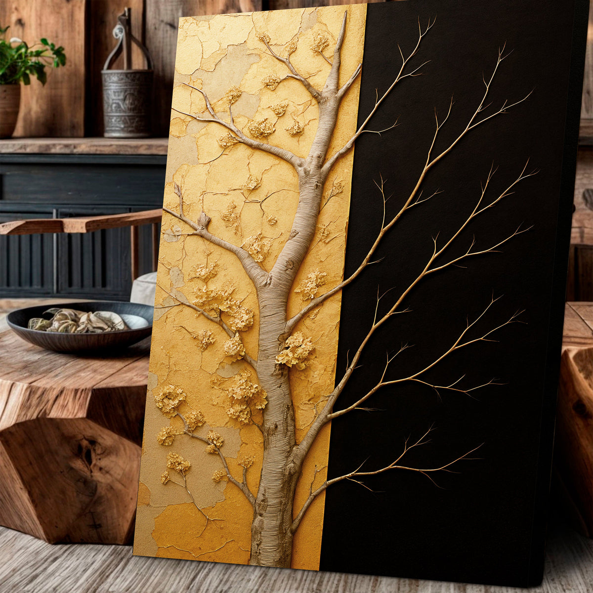 Golden Eclipse Abstract Canvas Wall Art, Gallery Wrapped – view 5