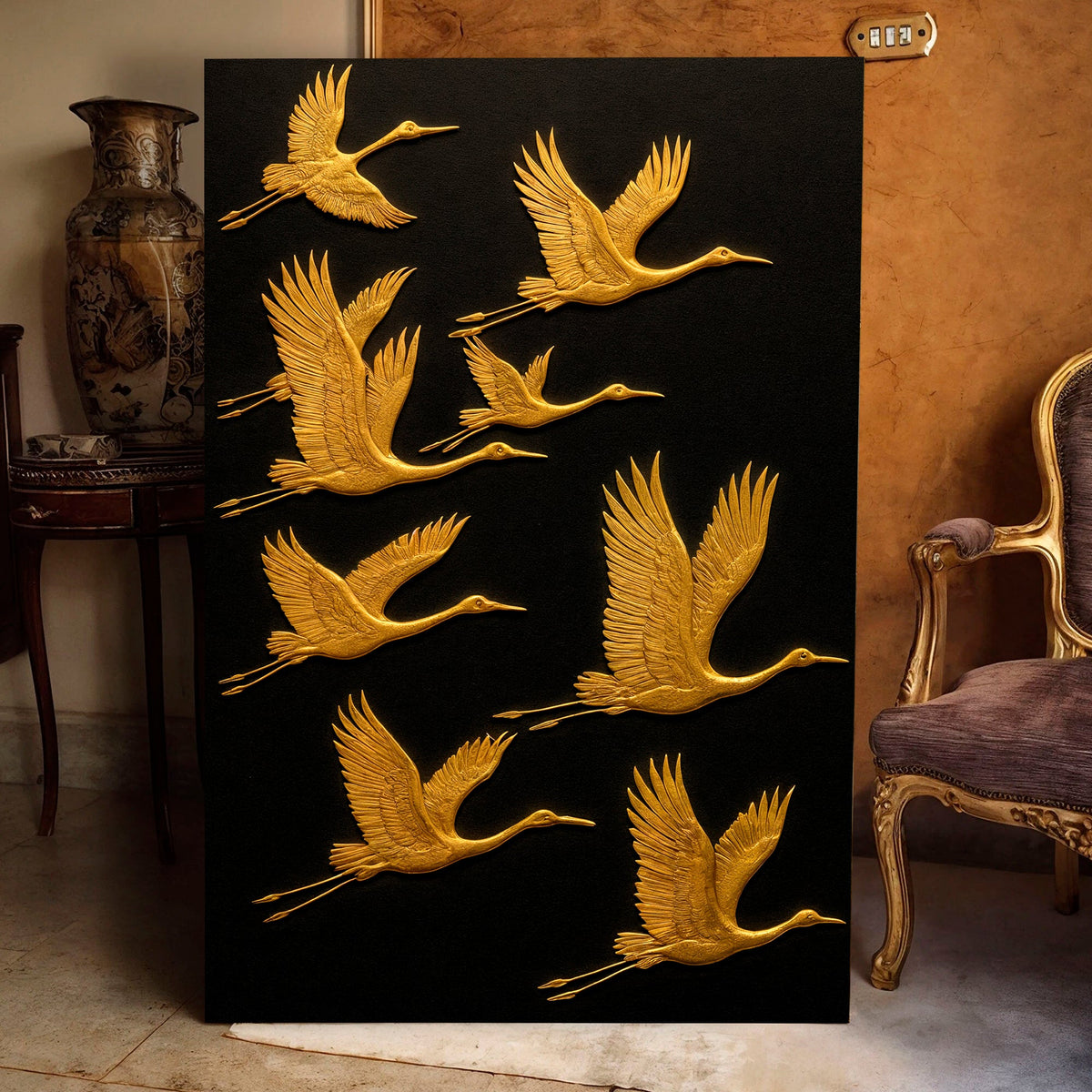 Abstract Sandhill Cranes Canvas Wall Art, Premium Gallery Wrapped – view 5