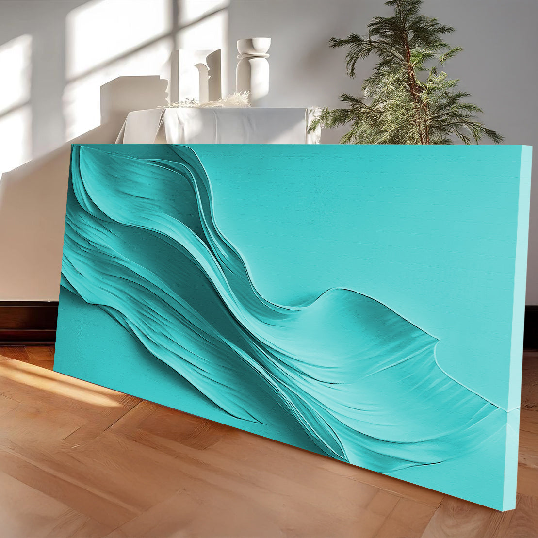 Turquoise Minimalist Canvas Wall Art – Panoramic Gallery Wrapped – view 5