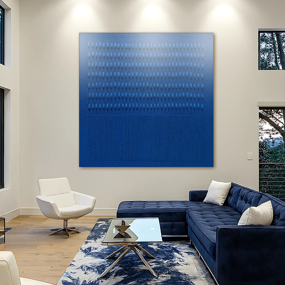 Minimalist Blue Gradient Abstract Square Canvas Wall Art – view 5