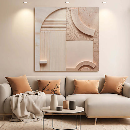 Minimalist Peach Clay Abstract Square Canvas Wall Art – view 5