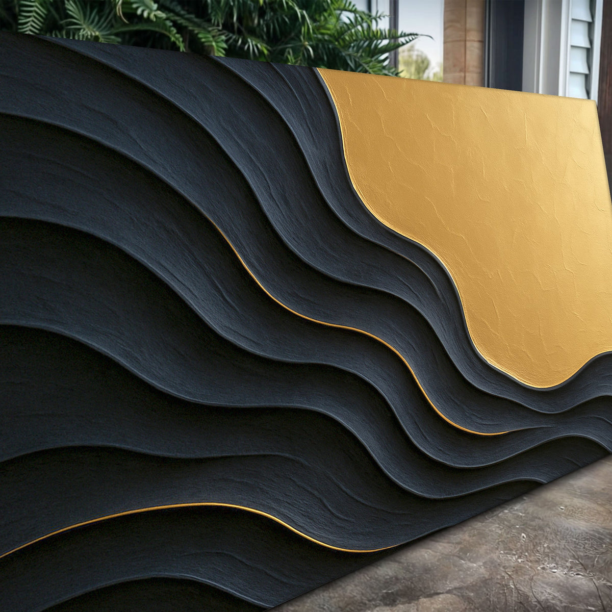 Black and Gold Minimalist Abstract Canvas Wall Art XII, Wide Format – view 5