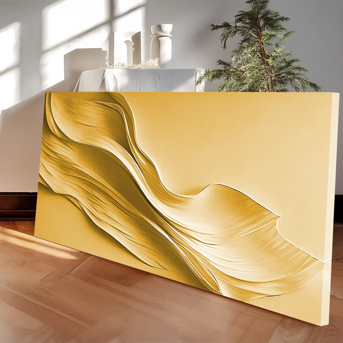 Gold Minimalist Canvas Wall Art II, Wide Gallery Wrapped – view 4