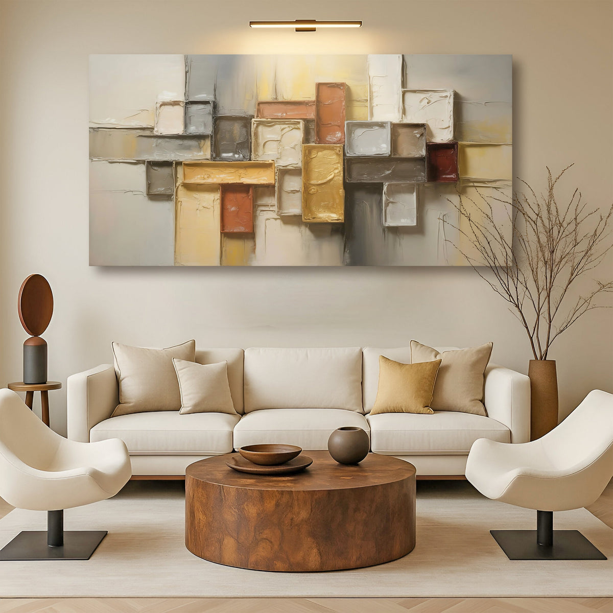 Shape Pattern Minimalist Abstract Canvas Wall Art, Panoramic – view 4