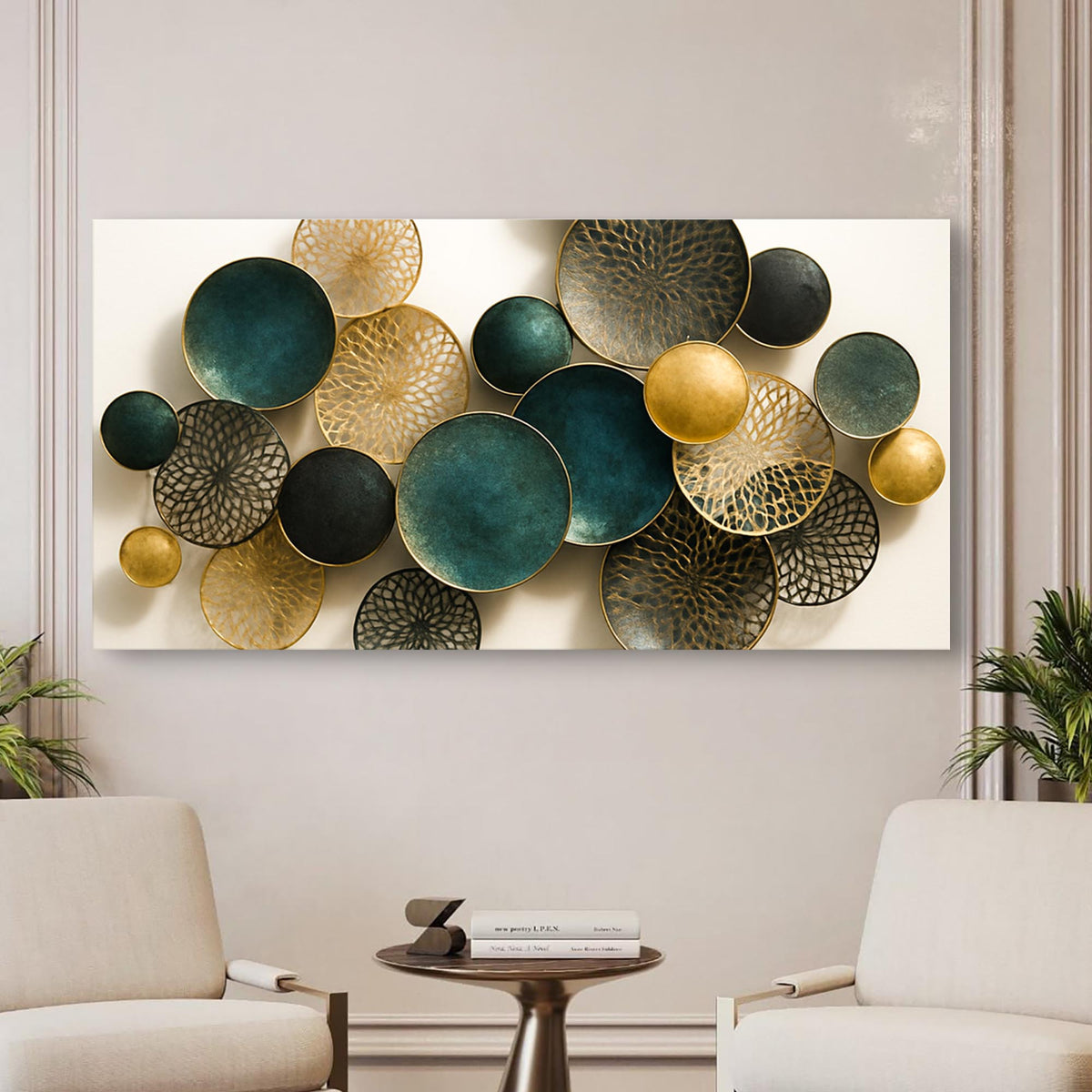 Lotus Leaf Abstract Canvas Wall Art VIII, Wide Gallery Wrapped – view 3