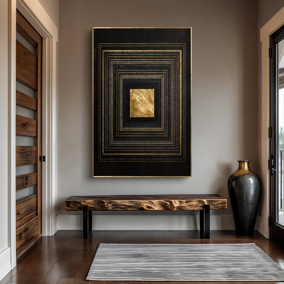 Black and Gold Core Abstract Canvas Wall Art, Gallery Wrapped – view 4