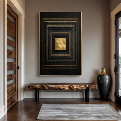 Black and Gold Core Abstract Canvas Wall Art, Gallery Wrapped – view 4