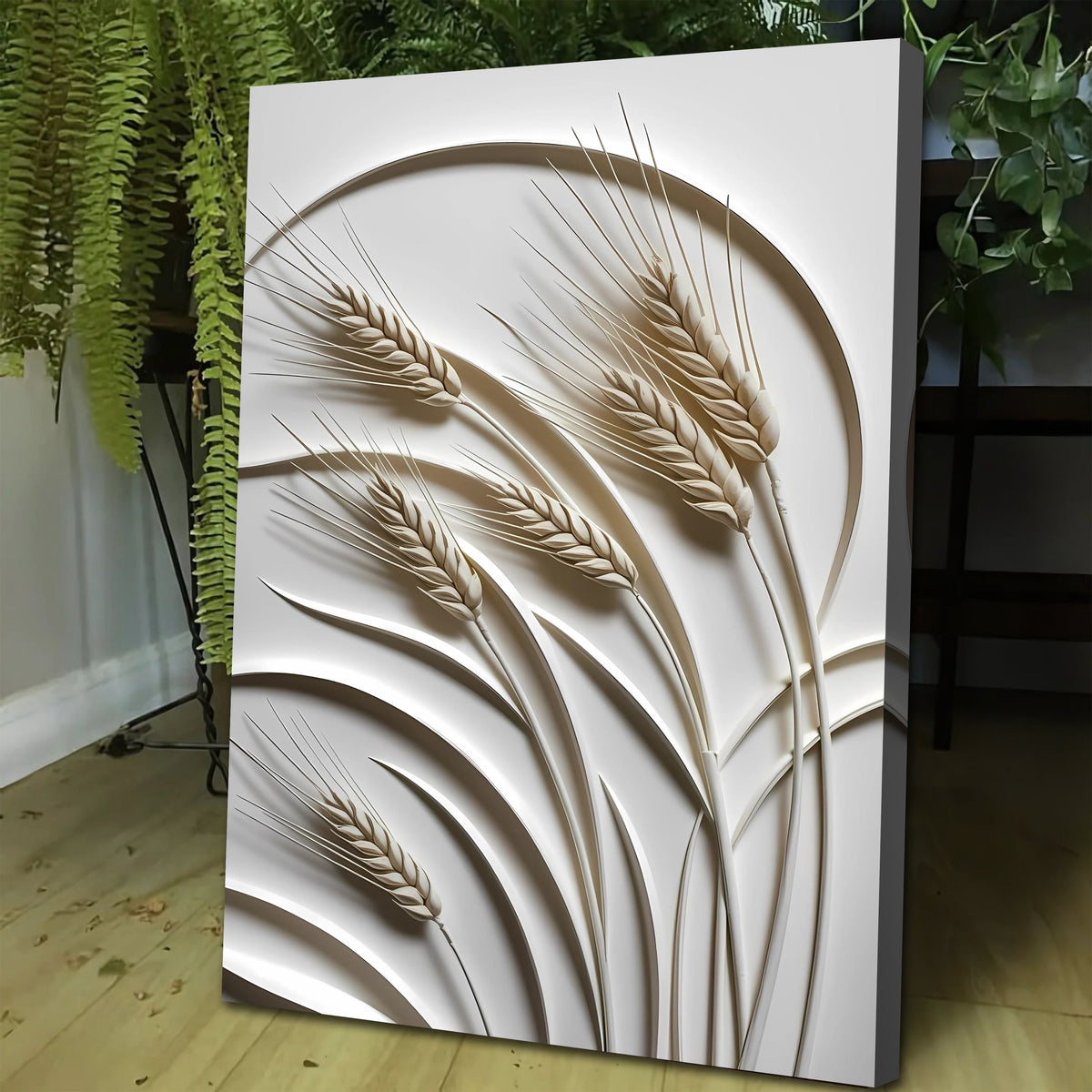 Minimalist Wheat Botanical Canvas Wall Art, Gallery Wrapped – view 5