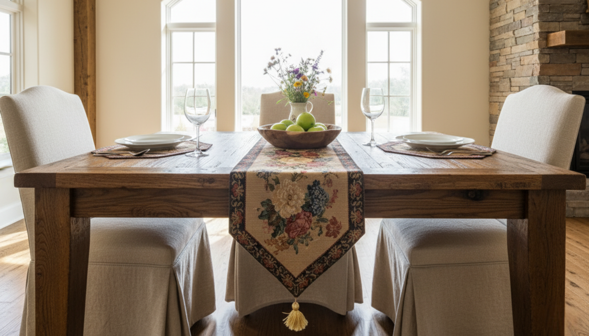 Morning Awakening Colorful Country Floral Woven Table Runner – view 5
