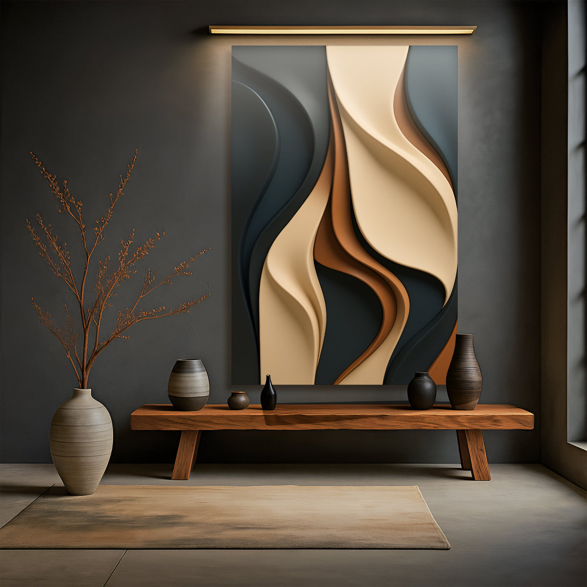 Modern Abstract Minimalist Canvas Wall Art, Vertical Gallery Wrapped – view 4