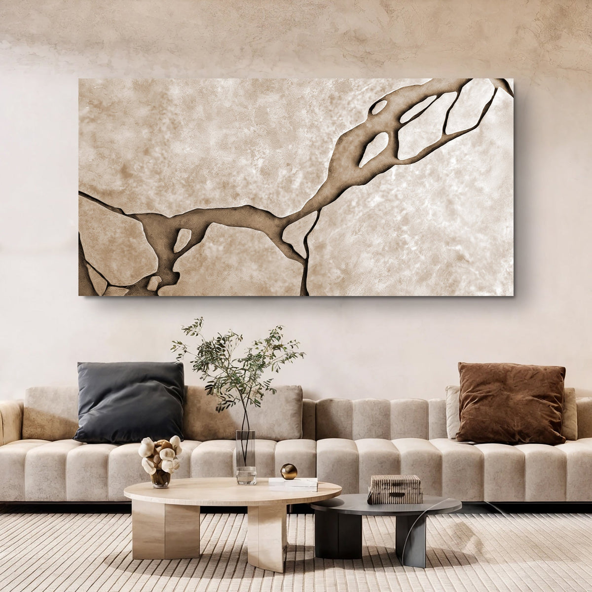 Muddy Abstract Earth Tone Canvas Wall Art, Wide Gallery Wrapped – view 5