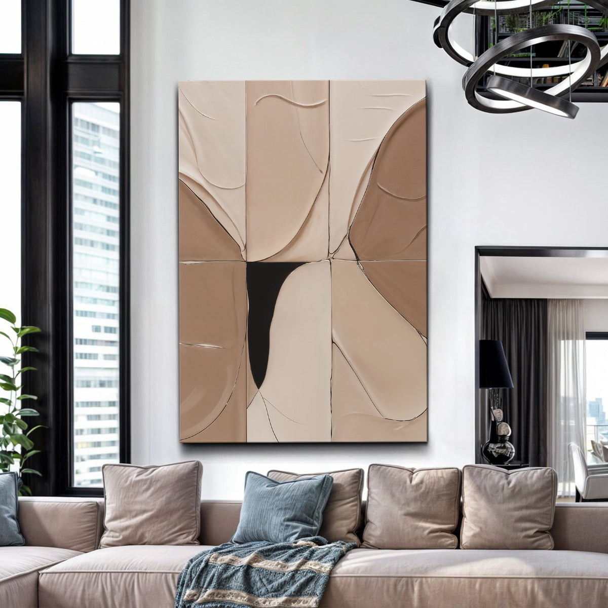 Neutral Abstract Boho Canvas Wall Art, Premium Gallery Wrapped – view 4