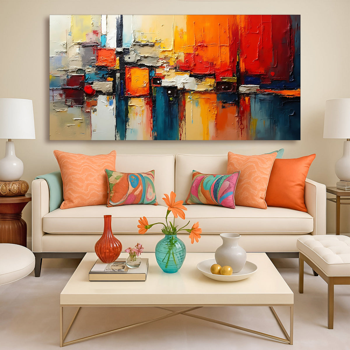 Colorful Abstract Canvas Wall Art II, Wide Gallery Wrapped – view 5