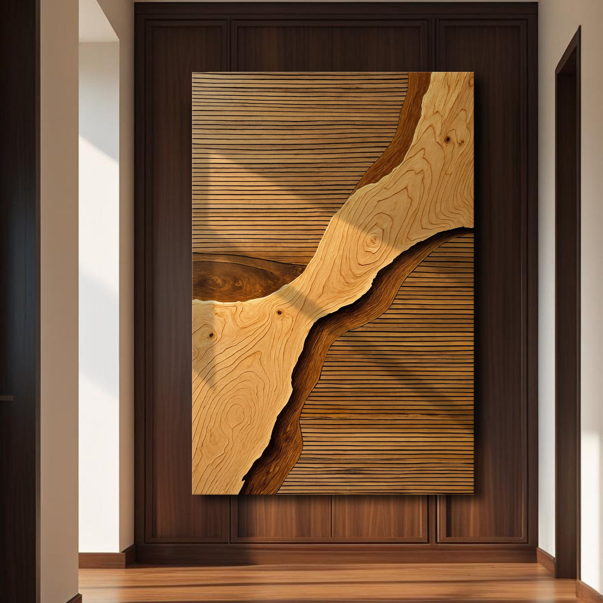 Wood Rift Abstract Canvas Wall Art – Premium Gallery Wrapped Print – view 3