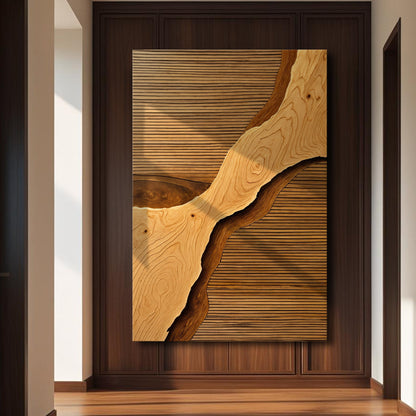 Wood Rift Abstract Canvas Wall Art – Premium Gallery Wrapped Print – view 3