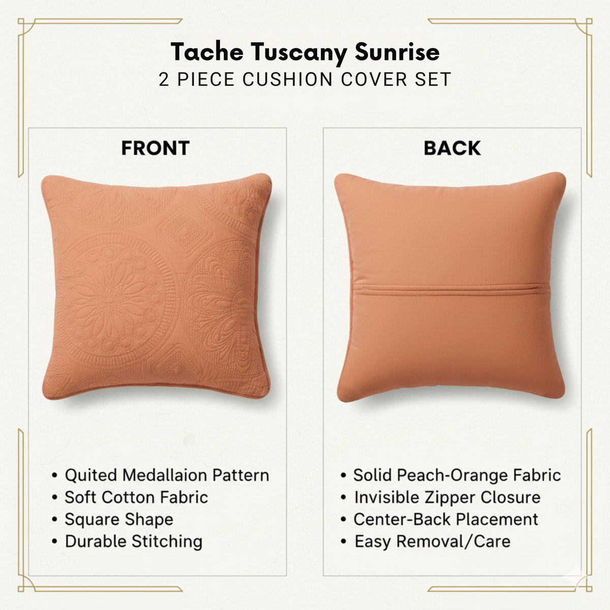 Tuscany Sunrise Stone Washed Orange Medallion Euro Sham and Covers – view 3