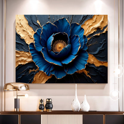 Sapphire Bloom Floral Canvas Wall Art – Premium Gallery Wrapped – view 5
