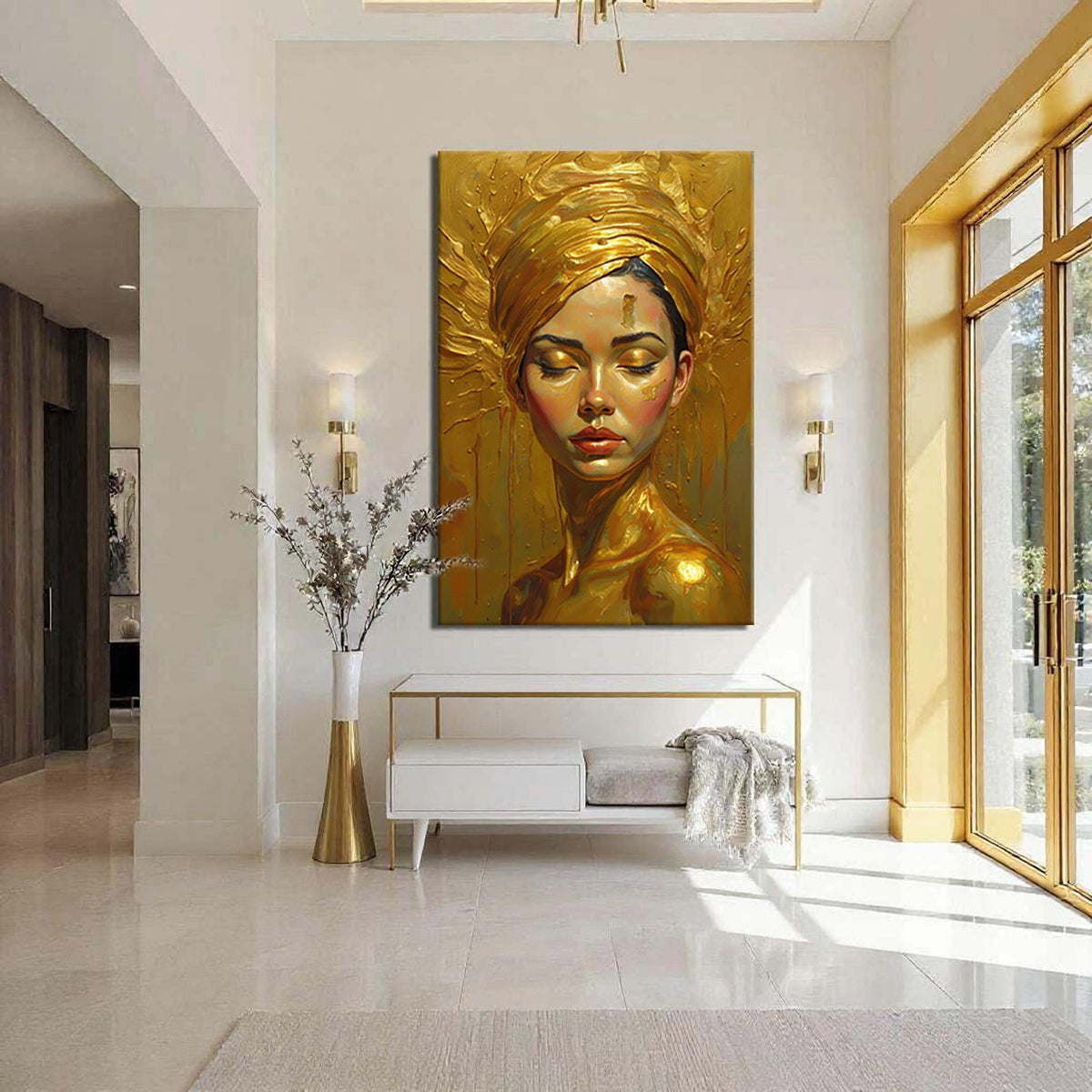 Woman's Golden Serenity Canvas Wall Art – Gallery Wrapped Print – view 5