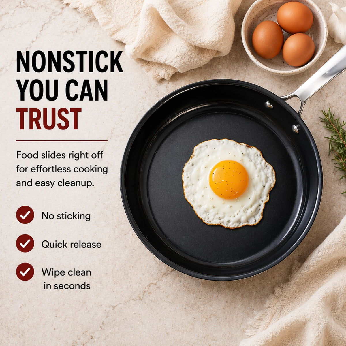 Ceramic Nonstick Cookware Set with Fry Pan, Saucepan and Stock Pot – view 4