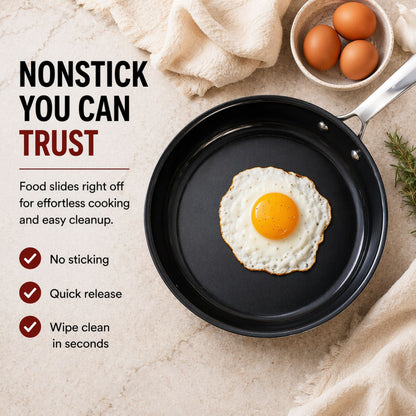 Ceramic Nonstick Cookware Set with Fry Pan, Saucepan and Stock Pot – view 4