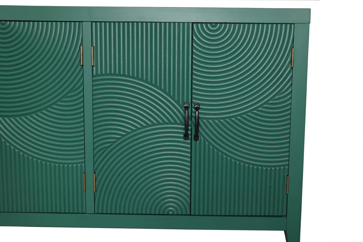 59 Inch Dark Green Mid-Century Modern Accent Cabinet with 4 Doors – view 12