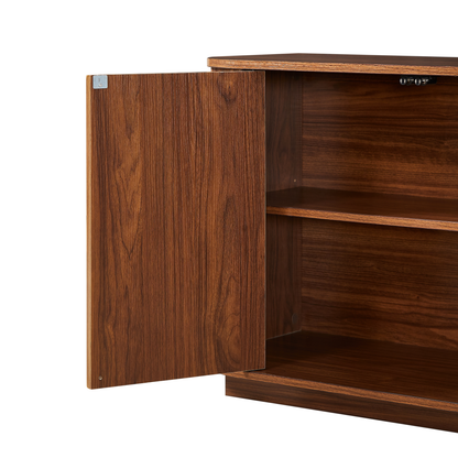 64 Inch Walnut Sideboard Storage Cabinet with Wave Pattern Doors – view 12